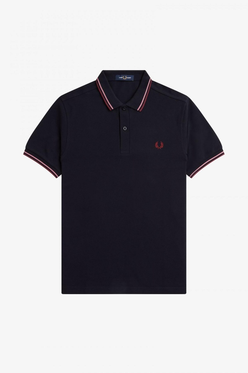 Fred Perry Shirt Fred Perry M3600 Hombre Azul Marino Rosas Rosas | CLJBT63345