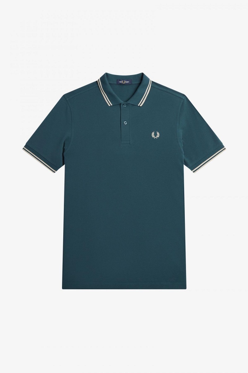 Fred Perry Shirt Fred Perry M3600 Hombre Azules Verde Menta Verde Menta | MCLFT74890