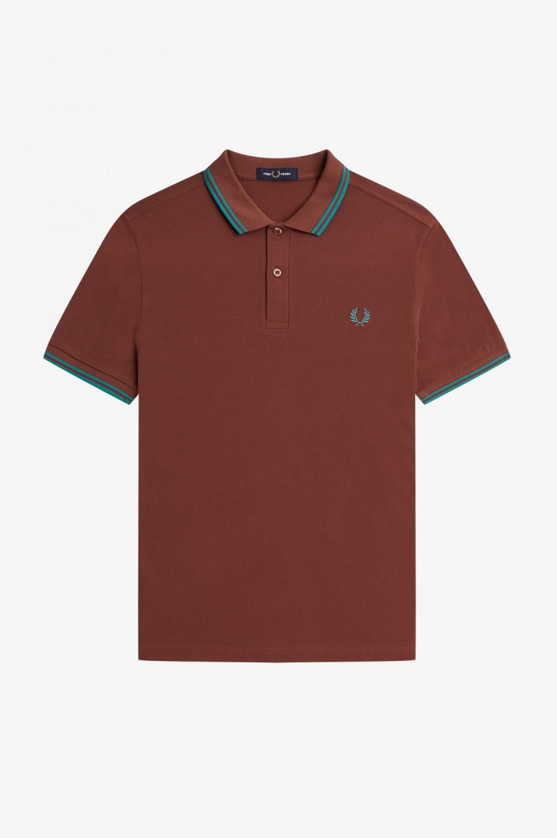 Fred Perry Shirt Fred Perry M3600 Hombre Marrones Verde Menta Oscuro Verde Menta Oscuro | PCLER98951