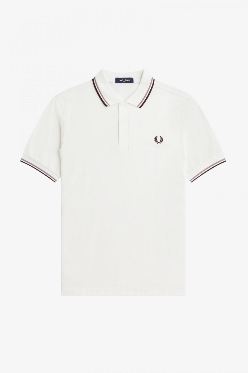 Fred Perry Shirt Fred Perry M3600 Hombre Blancas Rosas Oscuro | CLEGJ88380