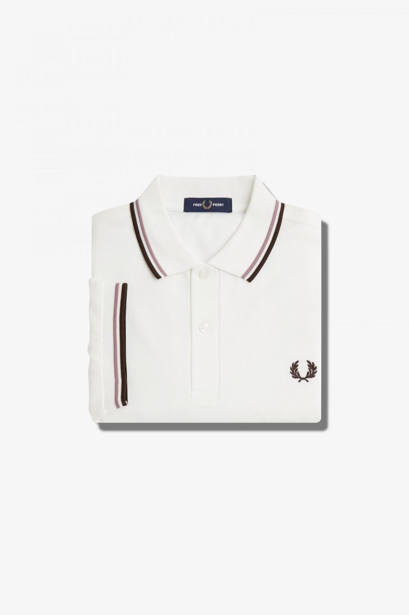 Fred Perry Shirt Fred Perry M3600 Hombre Blancas Rosas Oscuro | CLEGJ88380