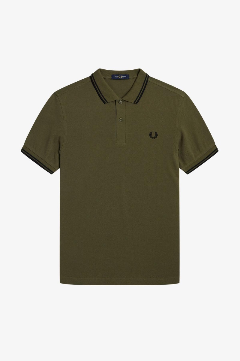 Fred Perry Shirt Fred Perry M3600 Hombre Verde Negras Negras | GCLEC60007