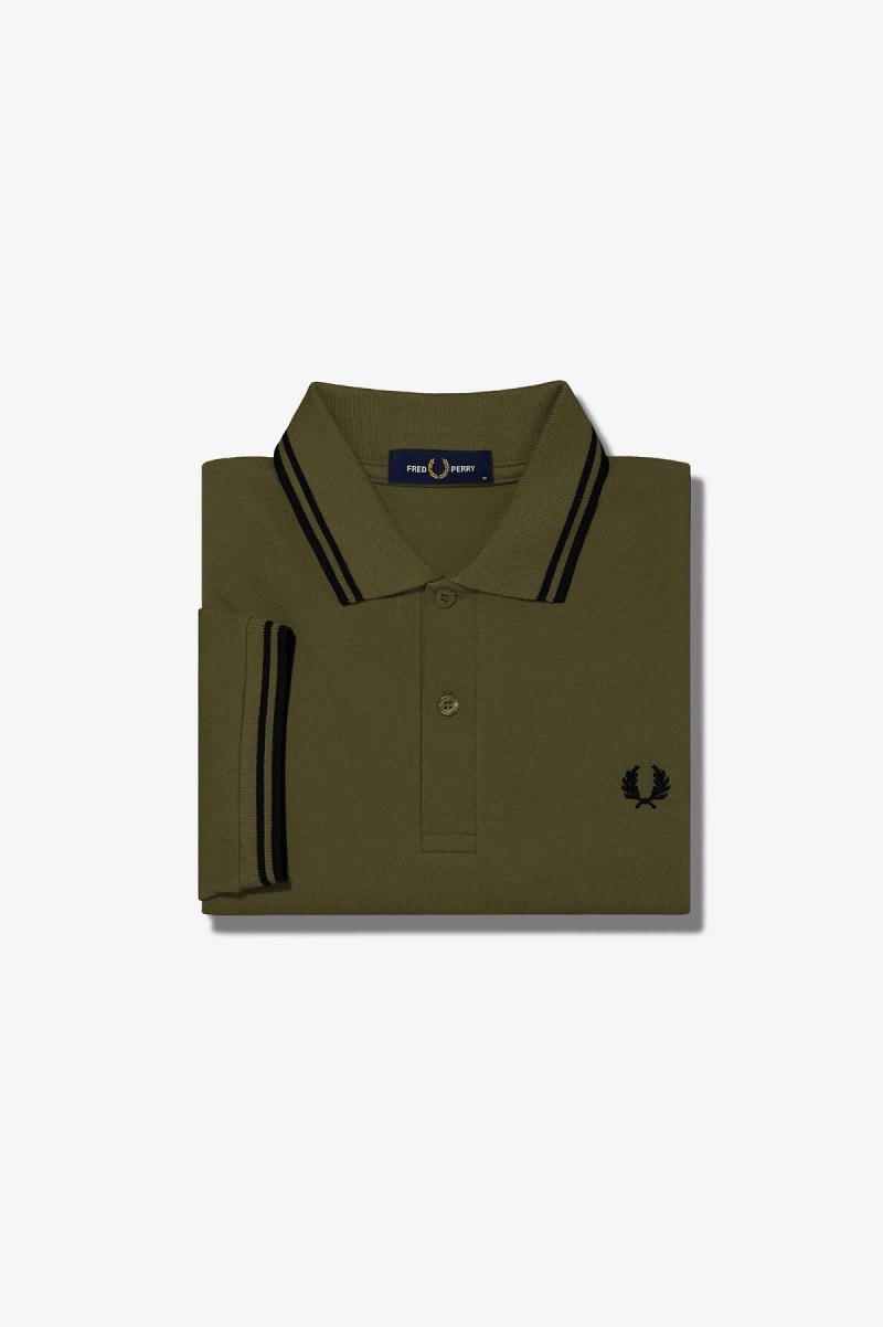 Fred Perry Shirt Fred Perry M3600 Hombre Verde Negras Negras | GCLEC60007