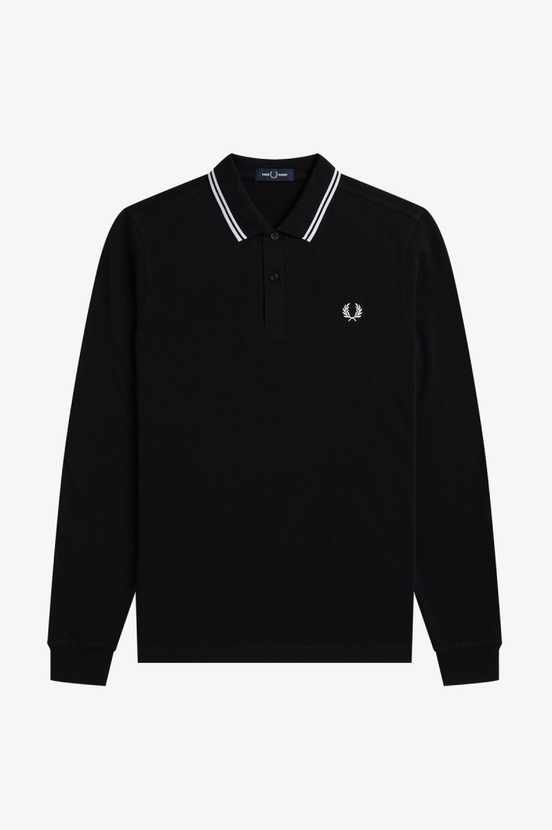 Fred Perry Shirt Fred Perry M3636 Hombre Negras Blancas Blancas | GCLEC89014