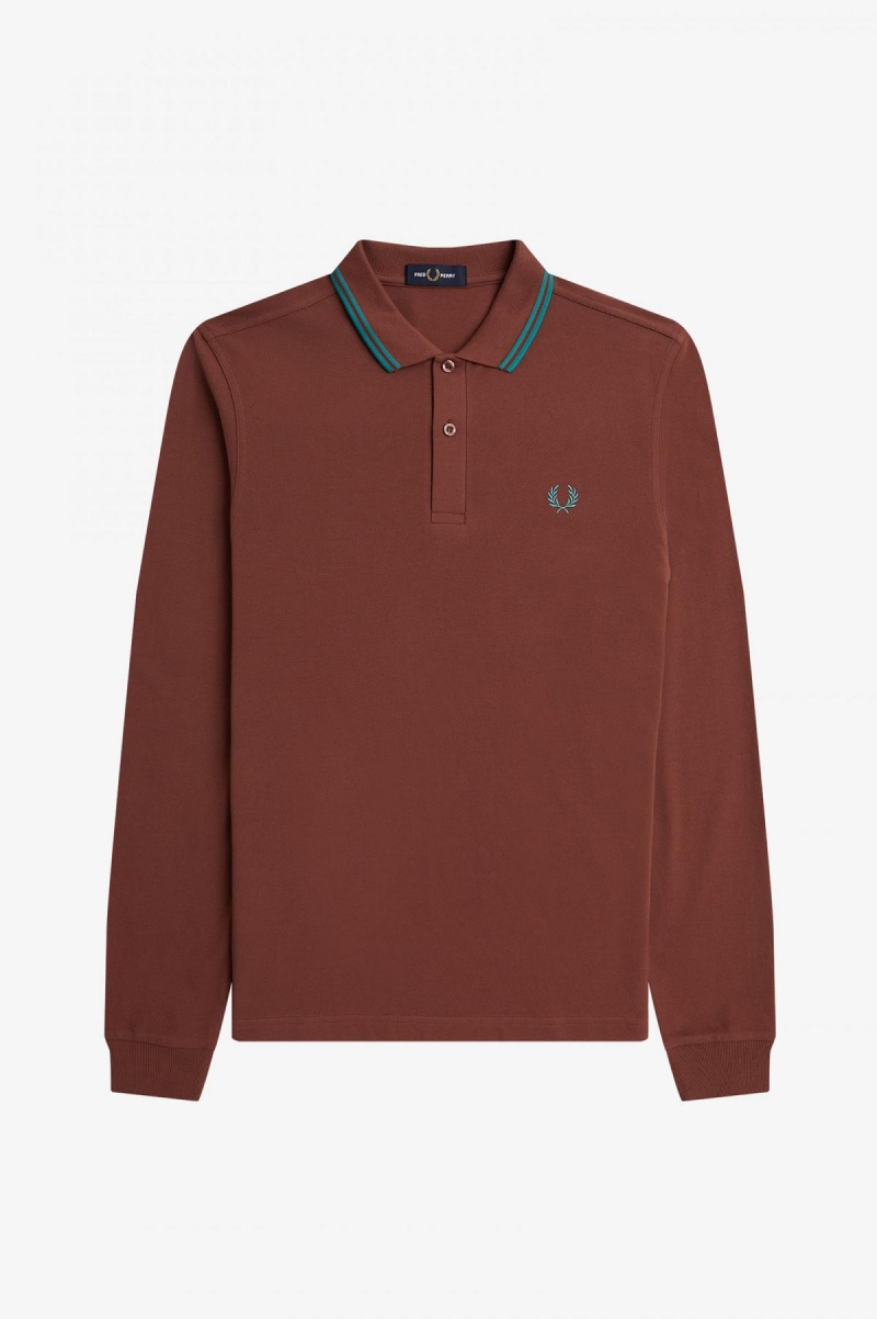 Fred Perry Shirt Fred Perry M3636 Hombre Marrones Verde Menta Oscuro Verde Menta Oscuro | SCLVO98810