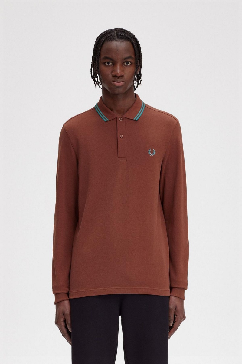 Fred Perry Shirt Fred Perry M3636 Hombre Marrones Verde Menta Oscuro Verde Menta Oscuro | SCLVO98810