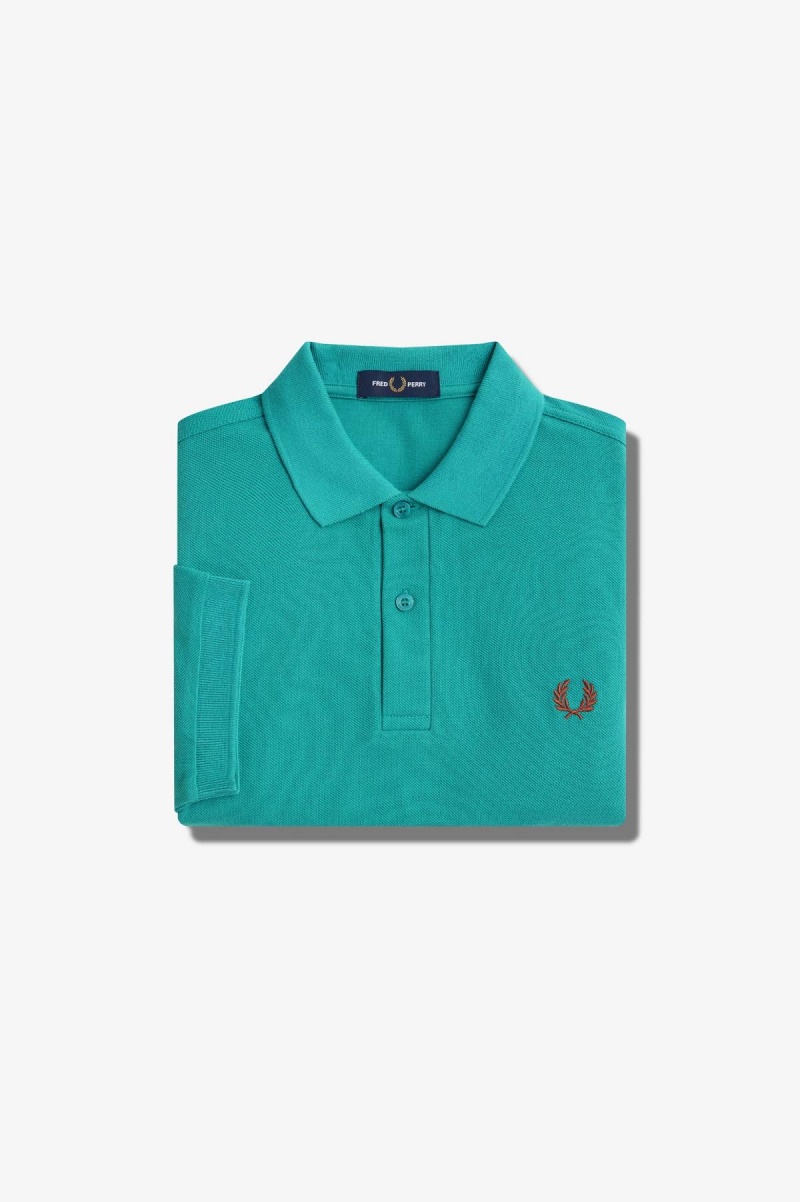 Fred Perry Shirt Fred Perry M6000 Hombre Verde Menta Oscuro Marrones | CLCIF91609