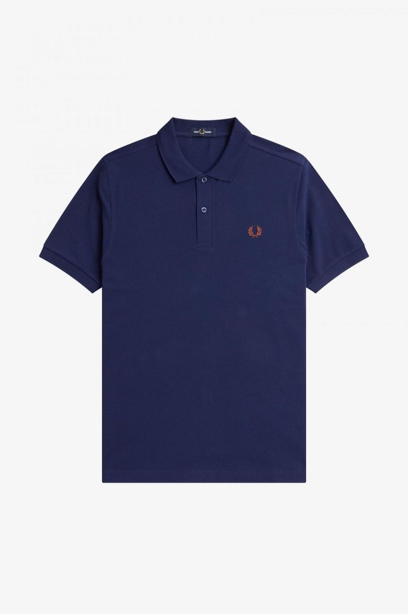 Fred Perry Shirt Fred Perry M6000 Hombre Azul Marino Marrones | CLEAH15633