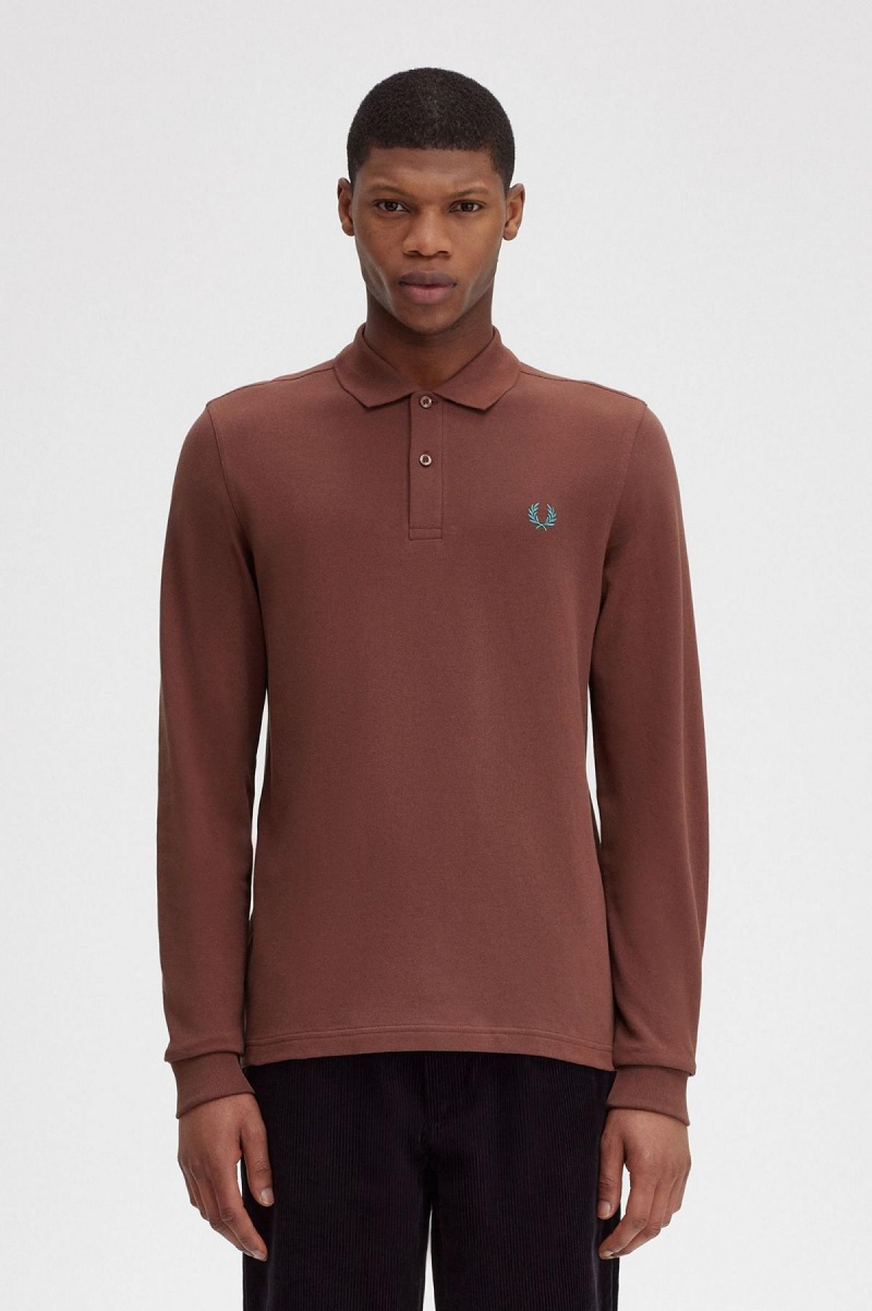 Fred Perry Shirt Fred Perry M6006 Hombre Marrones Verde Menta Oscuro | ECLVG65612