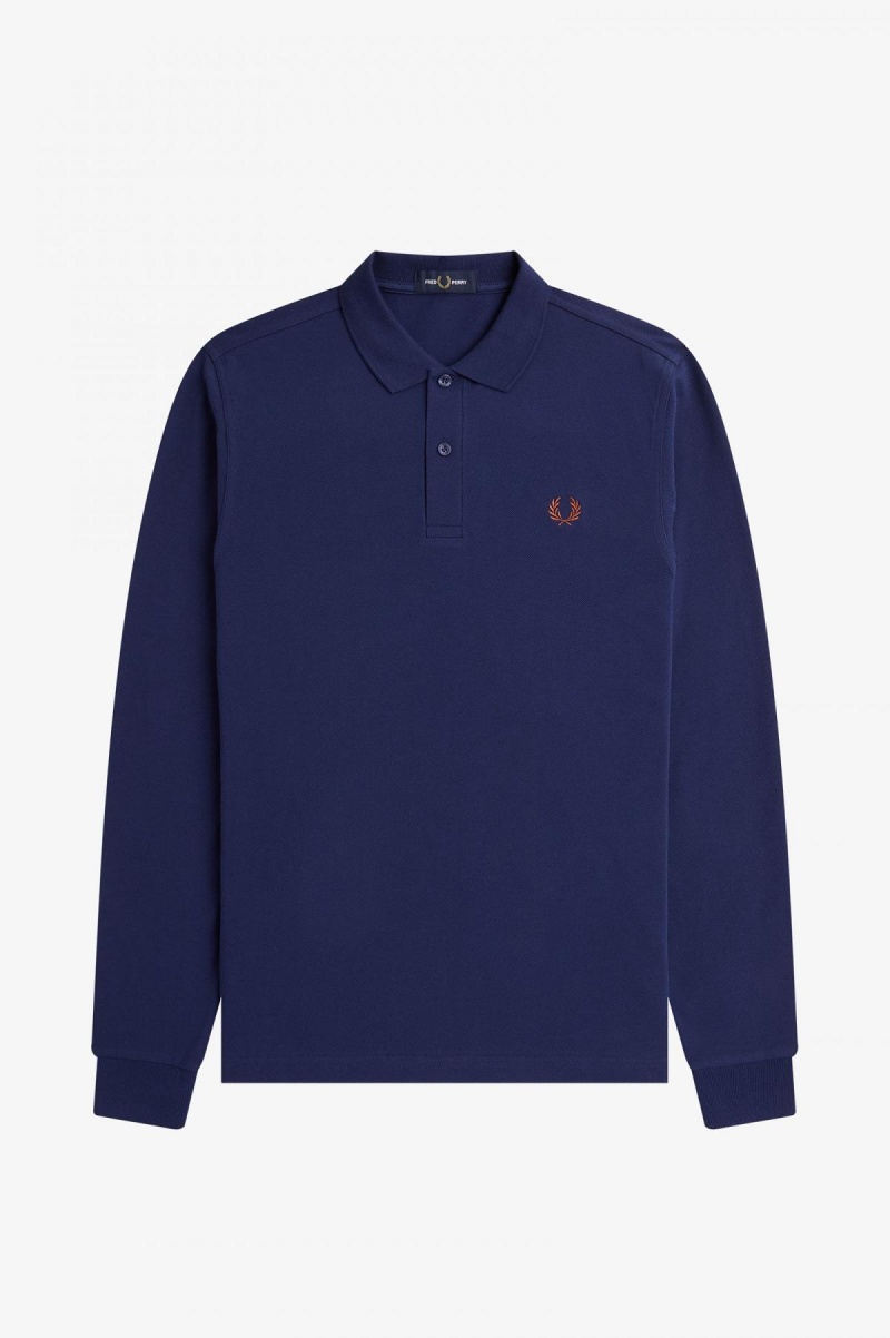 Fred Perry Shirt Fred Perry M6006 Hombre Azul Marino Marrones | FCLUI53215