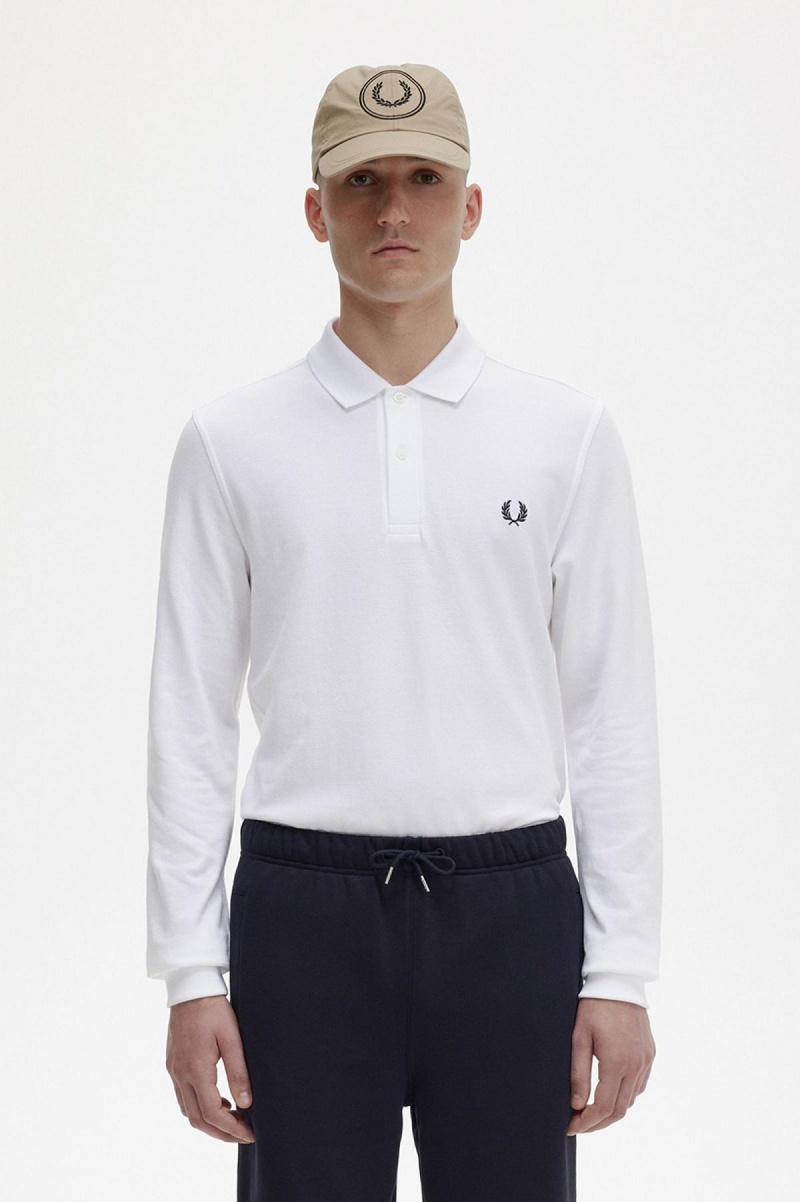 Fred Perry Shirt Fred Perry M6006 Hombre Blancas Azul Marino | CLEAH39472