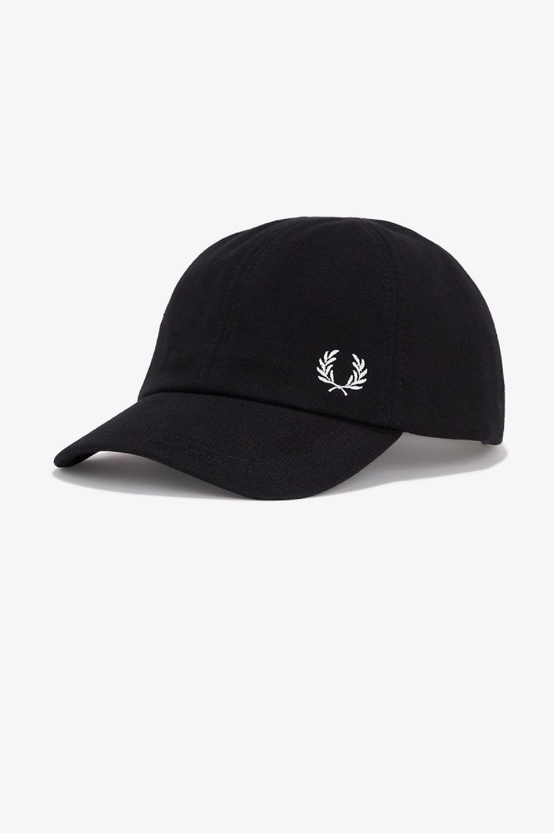 Gorra Fred Perry Classic Piqué Accessories Negras Blancas | ZCLMJ60682