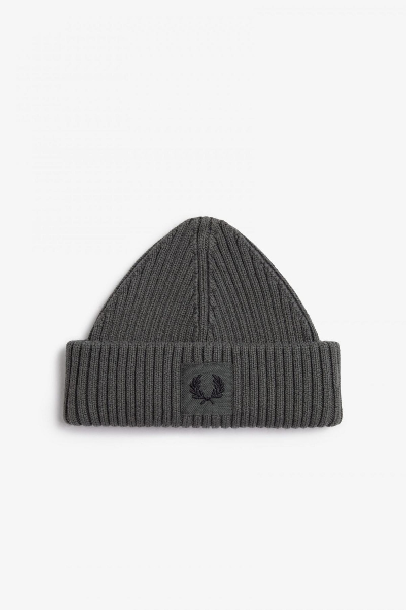 Gorro Fred Perry Branded Patch Acanalado Accessories Verde Negras | ACLWC40416