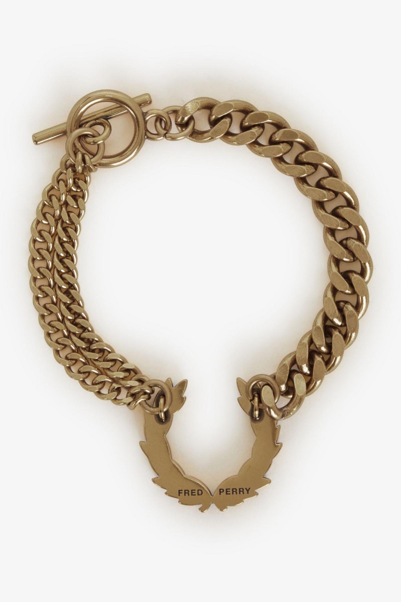 Joyería Fred Perry Double Chain Laurel Wreath Bracelet Accessories Doradas | LCLTR94965