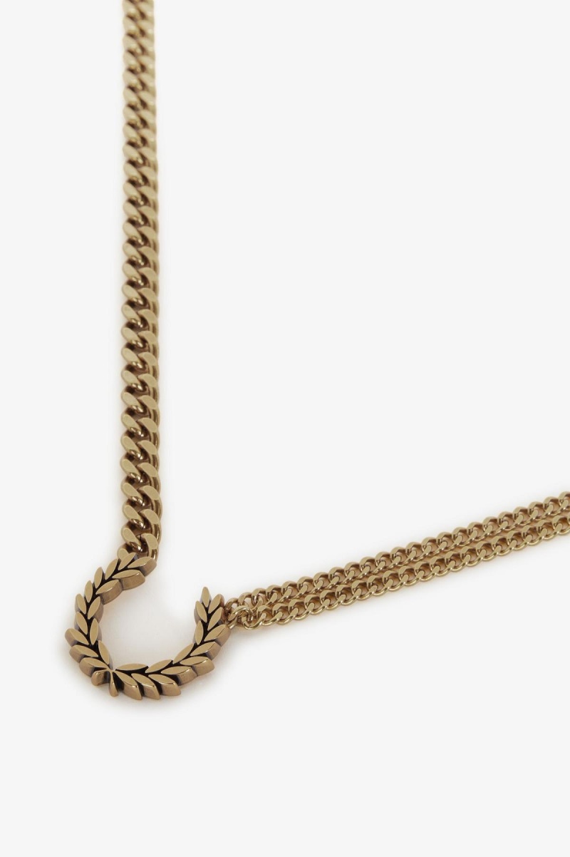 Joyería Fred Perry Double Chain Laurel Wreath Necklace Accessories Doradas | CLXBR50567