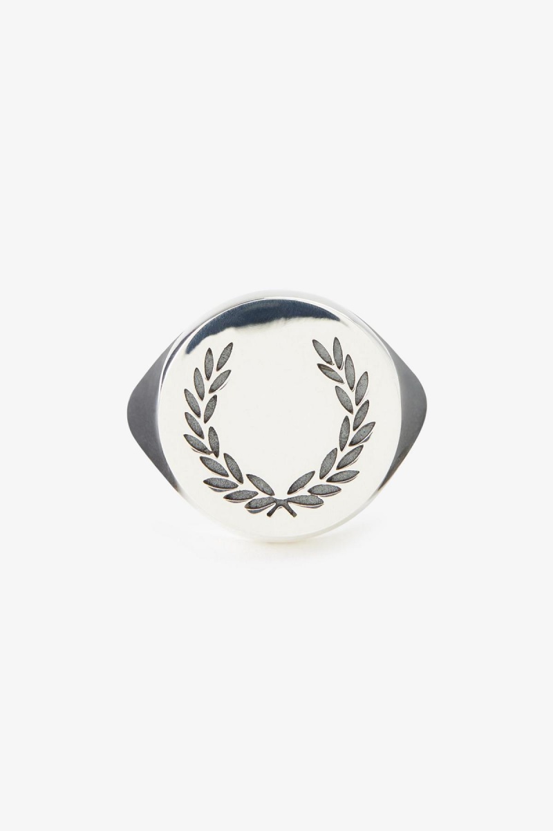 Joyería Fred Perry Laurel Wreath Ring Accessories Plateadas | CLJZR34487