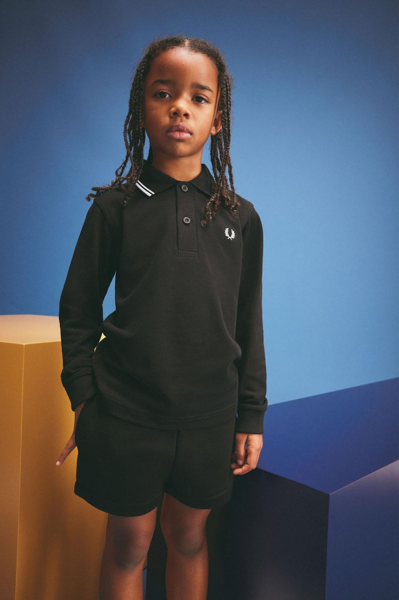 Niños Fred Perry Kids Long Sleeve Twin Tipped Accessories Negras Blancas Blancas | QCLUV46085