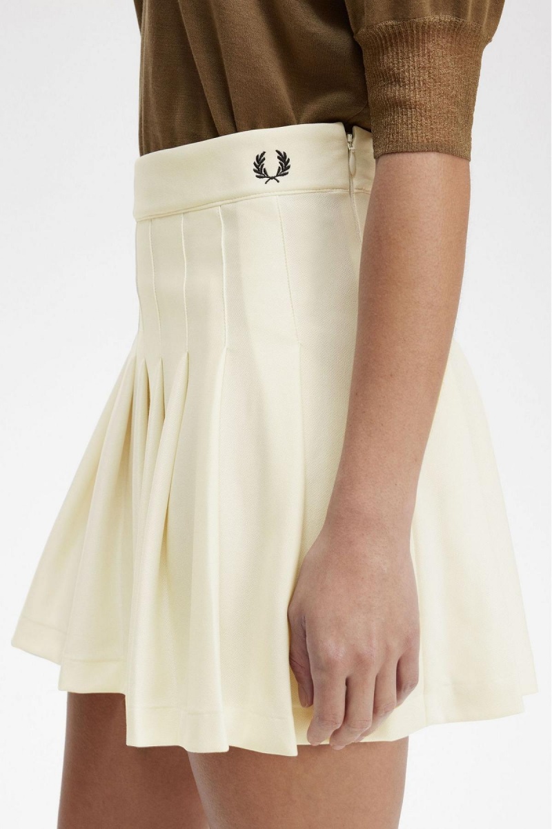 Pantalones Fred Perry Plisado Tenis Mujer Ecru | XCLBH63665