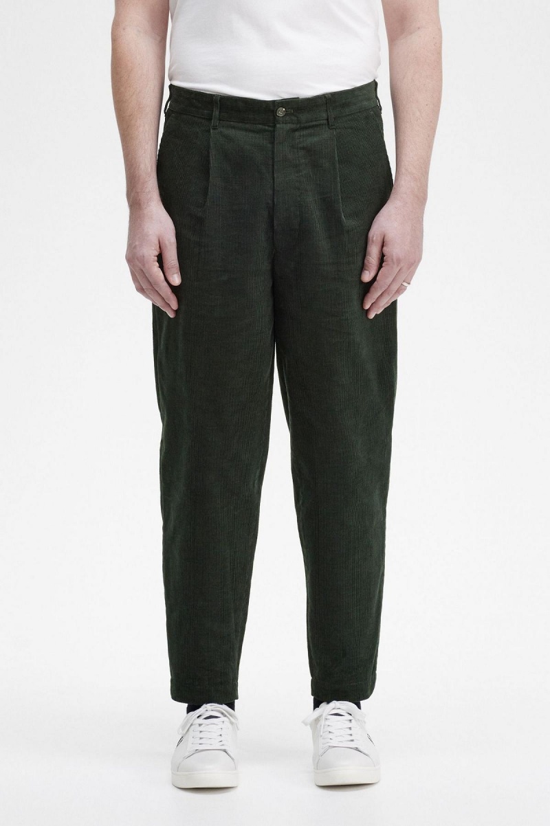 Pantalones Fred Perry Waffle Cord Tapered Trousers Hombre Verde | CLJVR83721