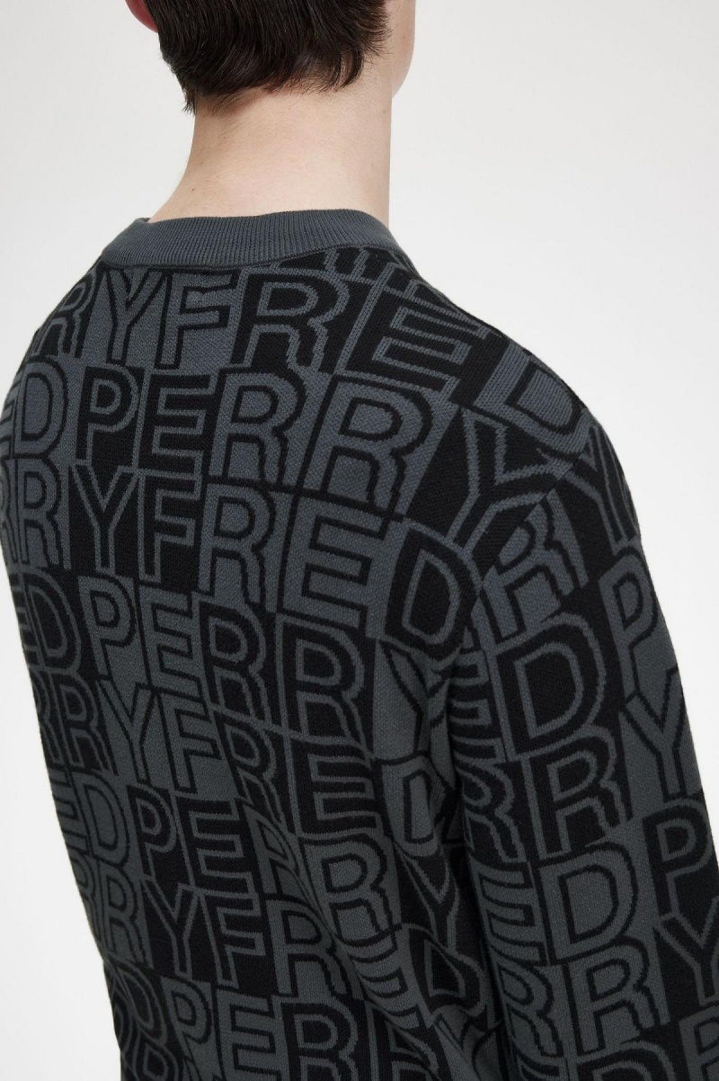 Prendas De Punto Fred Perry Block Estampadas Jumper Hombre Gunmetal | SCLNY10019