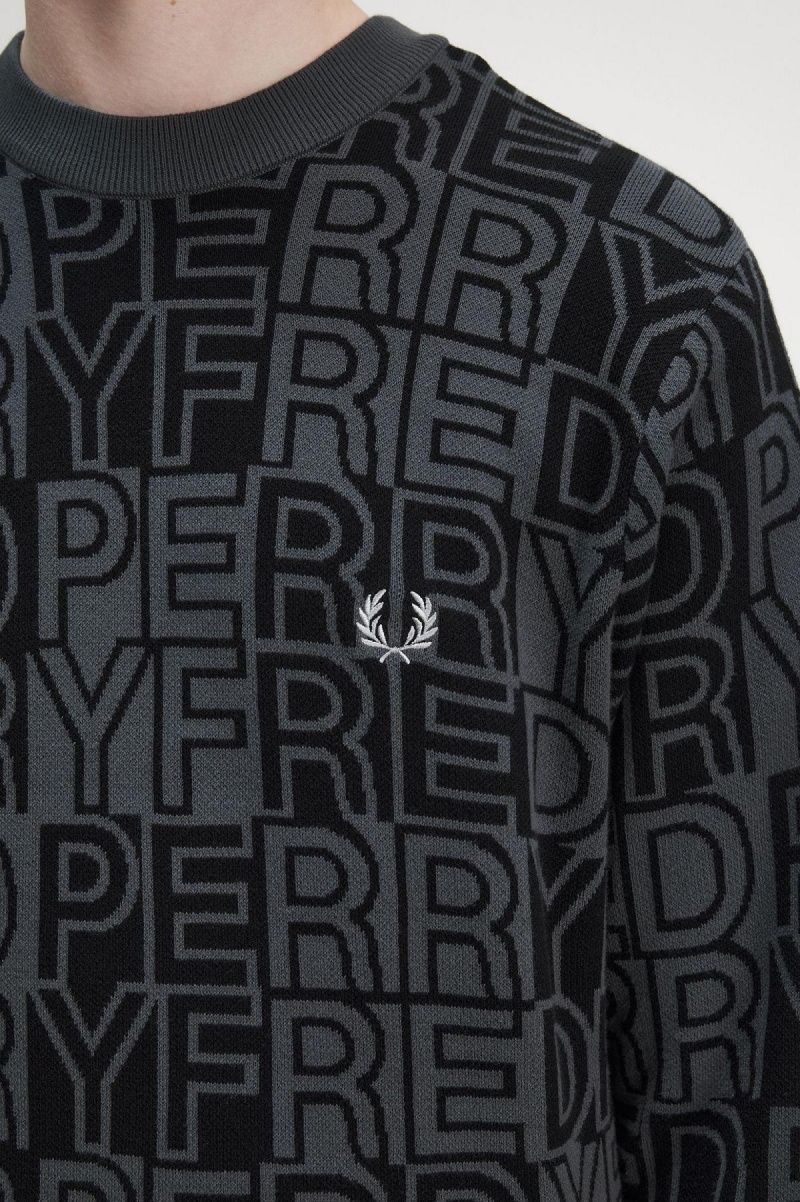 Prendas De Punto Fred Perry Block Estampadas Jumper Hombre Gunmetal | SCLNY10019