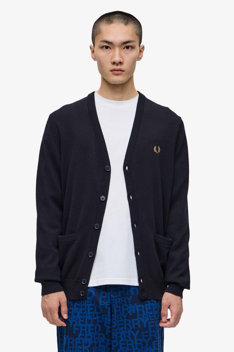 Prendas De Punto Fred Perry Classic Cardigan Hombre Azul Marino | CLJKU56158