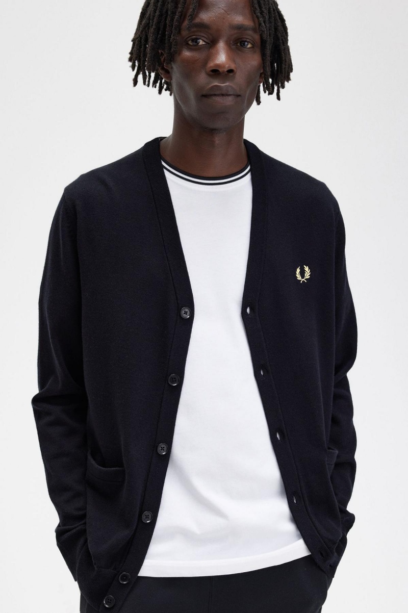 Prendas De Punto Fred Perry Classic Cardigan Hombre Negras | FCLHY71106