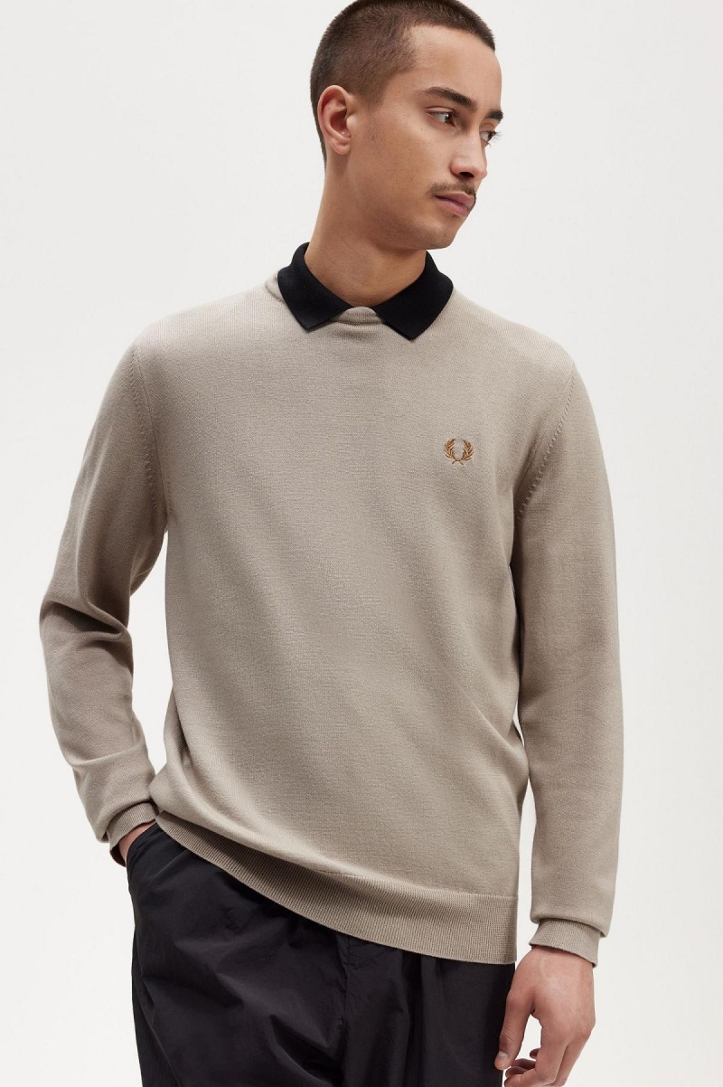 Prendas De Punto Fred Perry Classic Crew Neck Jumper Hombre Verde Menta | CLEAH87712