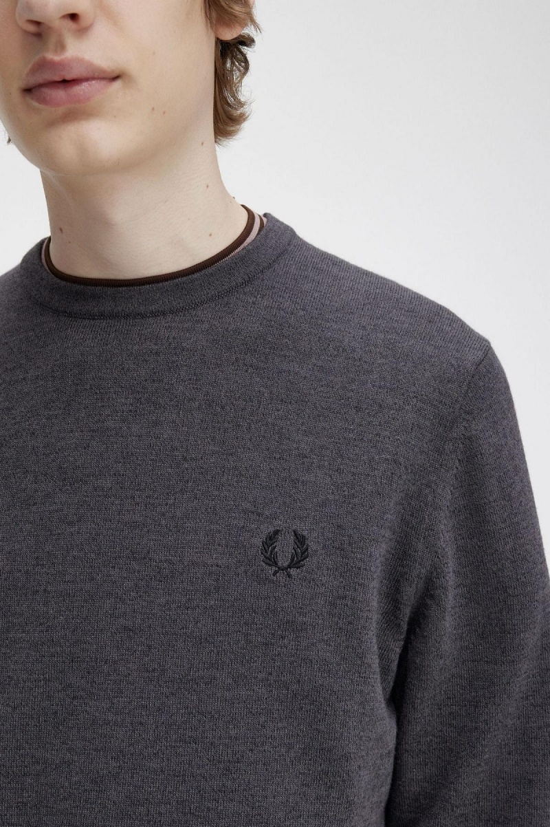 Prendas De Punto Fred Perry Classic Crew Neck Jumper Hombre Gris Oscuro | YCLGT13329