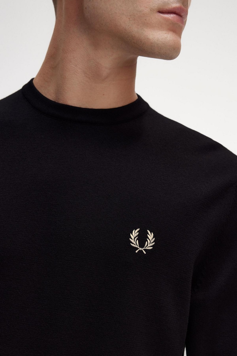 Prendas De Punto Fred Perry Classic Crew Neck Jumper Hombre Negras | FCLUI98942