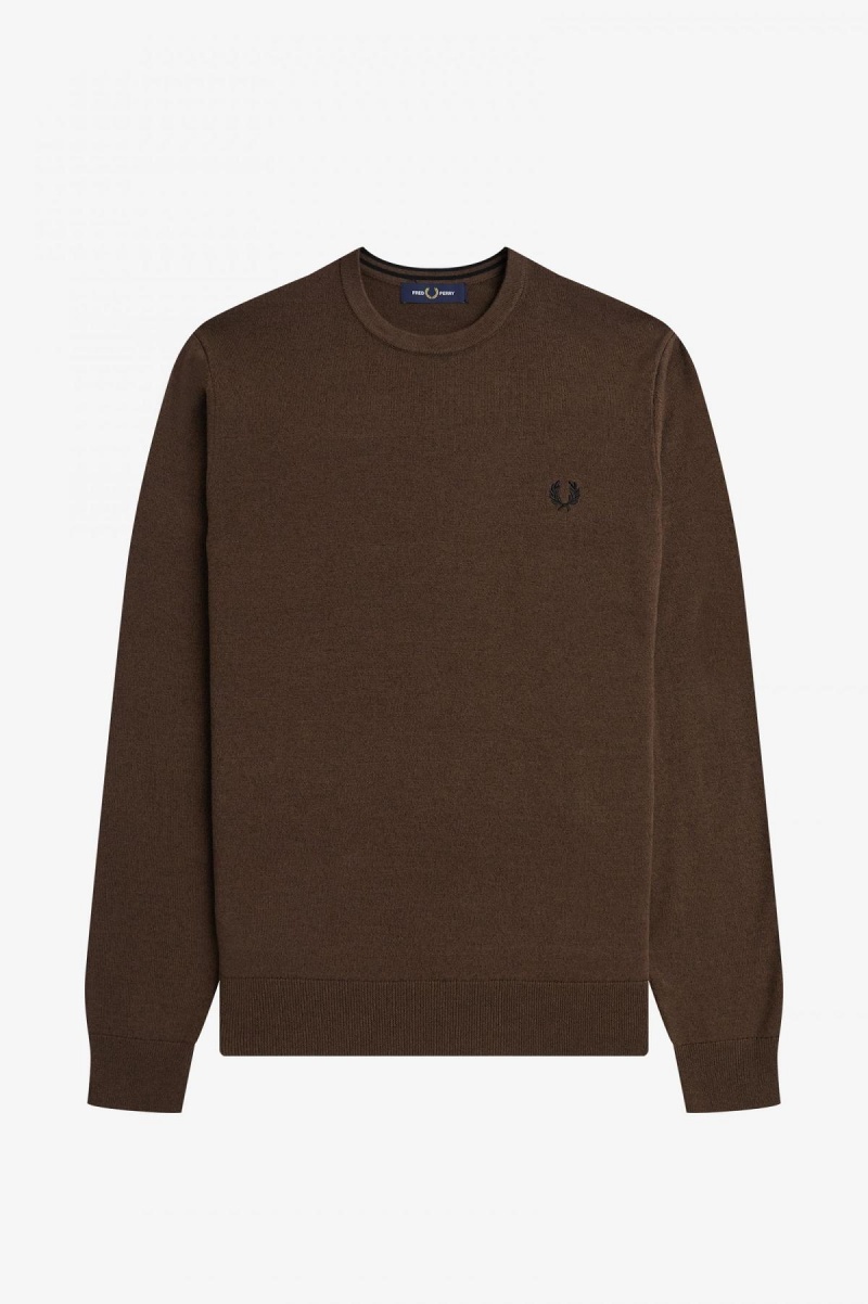 Prendas De Punto Fred Perry Classic Crew Neck Jumper Hombre Burnt Tobacco | QCLWA74108