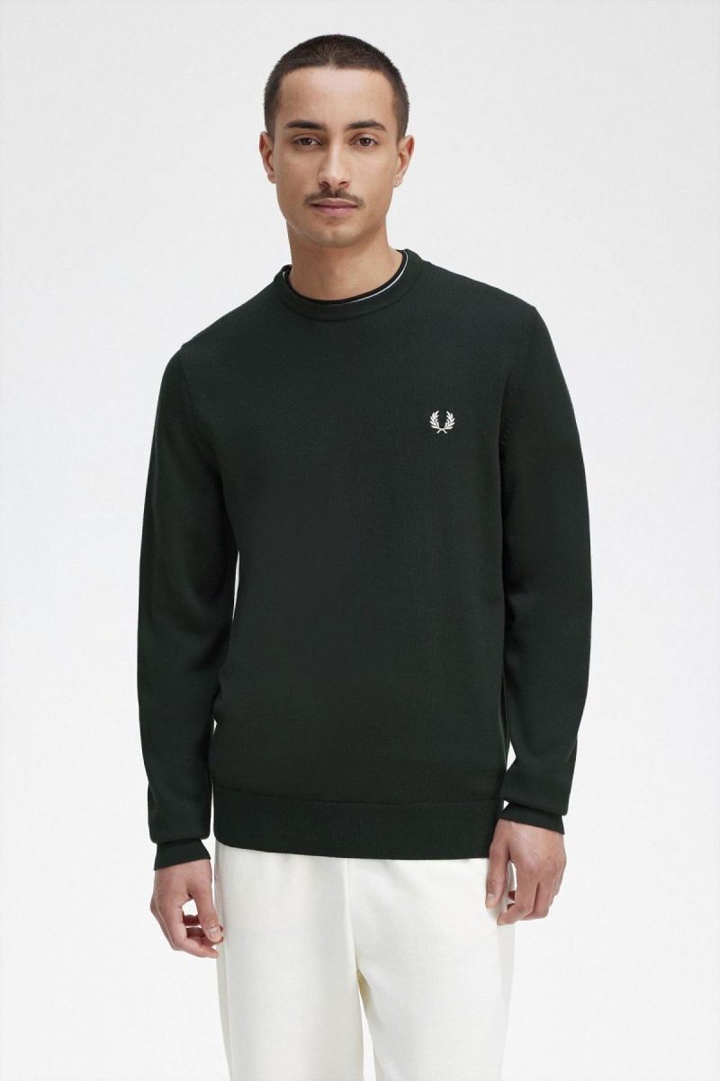 Prendas De Punto Fred Perry Classic Crew Neck Jumper Hombre Verde | DCLVO52485