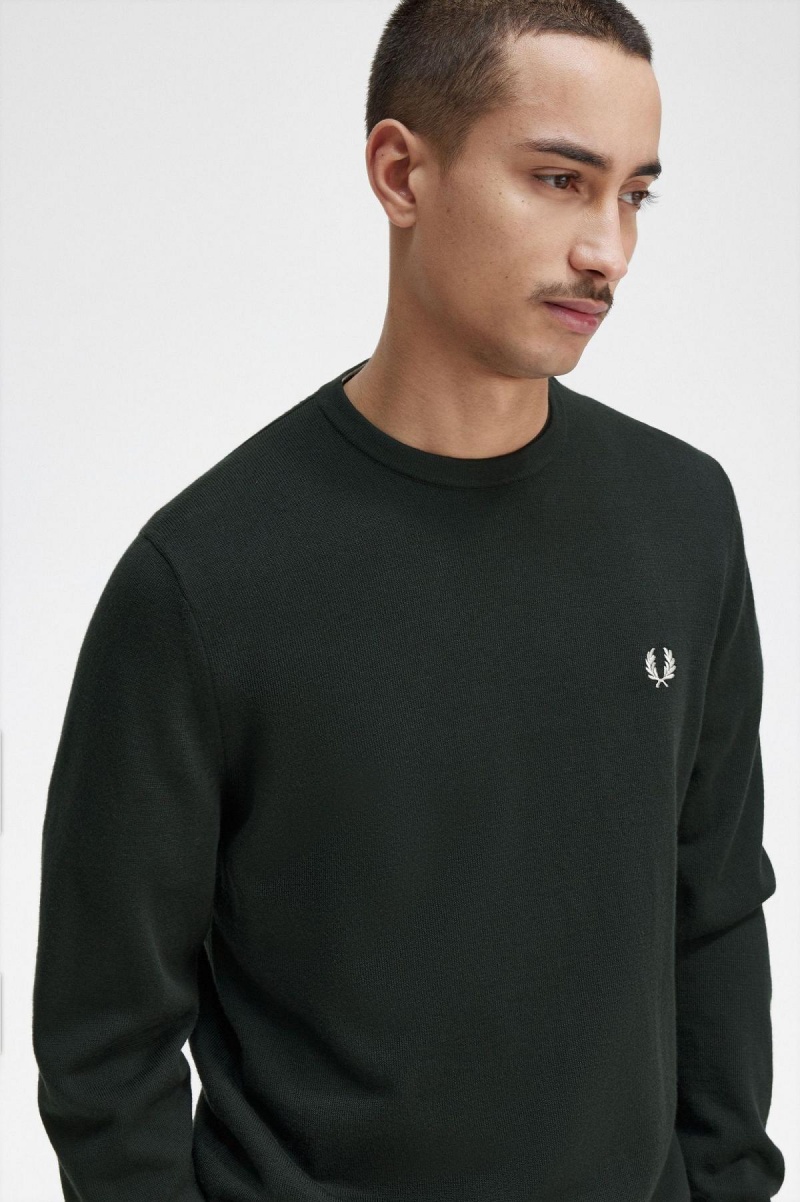 Prendas De Punto Fred Perry Classic Crew Neck Jumper Hombre Verde | DCLVO52485