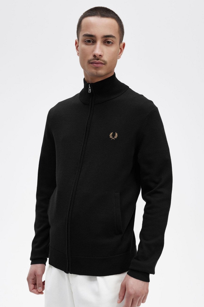 Prendas De Punto Fred Perry Classic Zip Through Cardigan Hombre Negras | PCLER25868