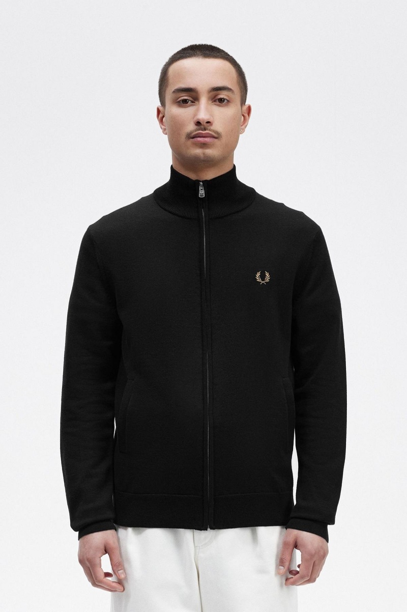 Prendas De Punto Fred Perry Classic Zip Through Cardigan Hombre Negras | PCLER25868