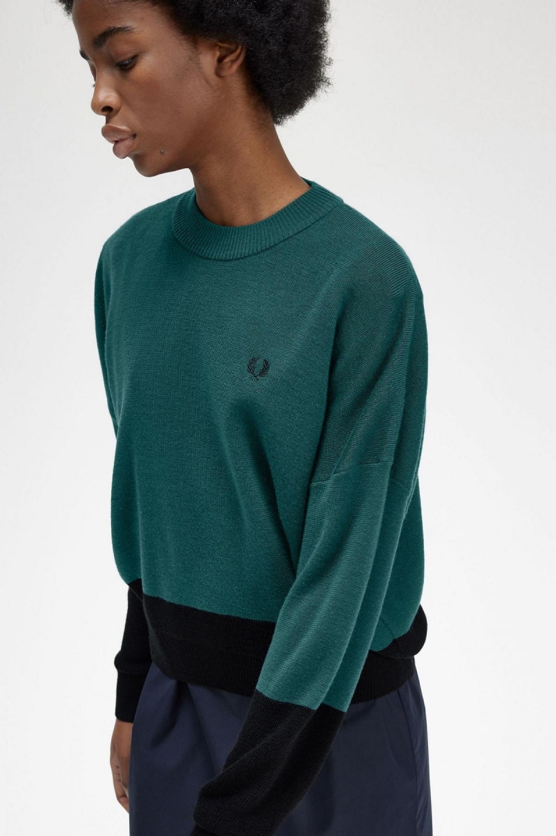 Prendas De Punto Fred Perry Colour Block Jumper Mujer Azules | MCLHR23427