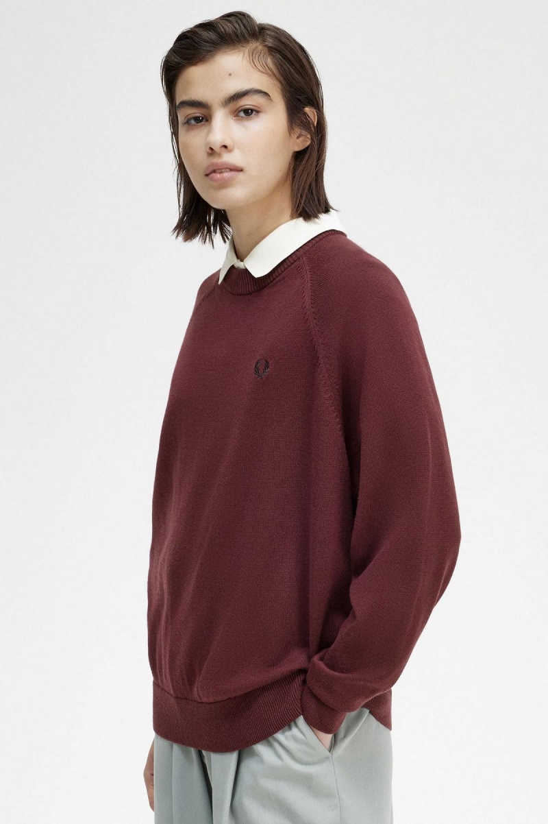 Prendas De Punto Fred Perry Crew Neck Jumper Mujer Oxblood | CLICD23461