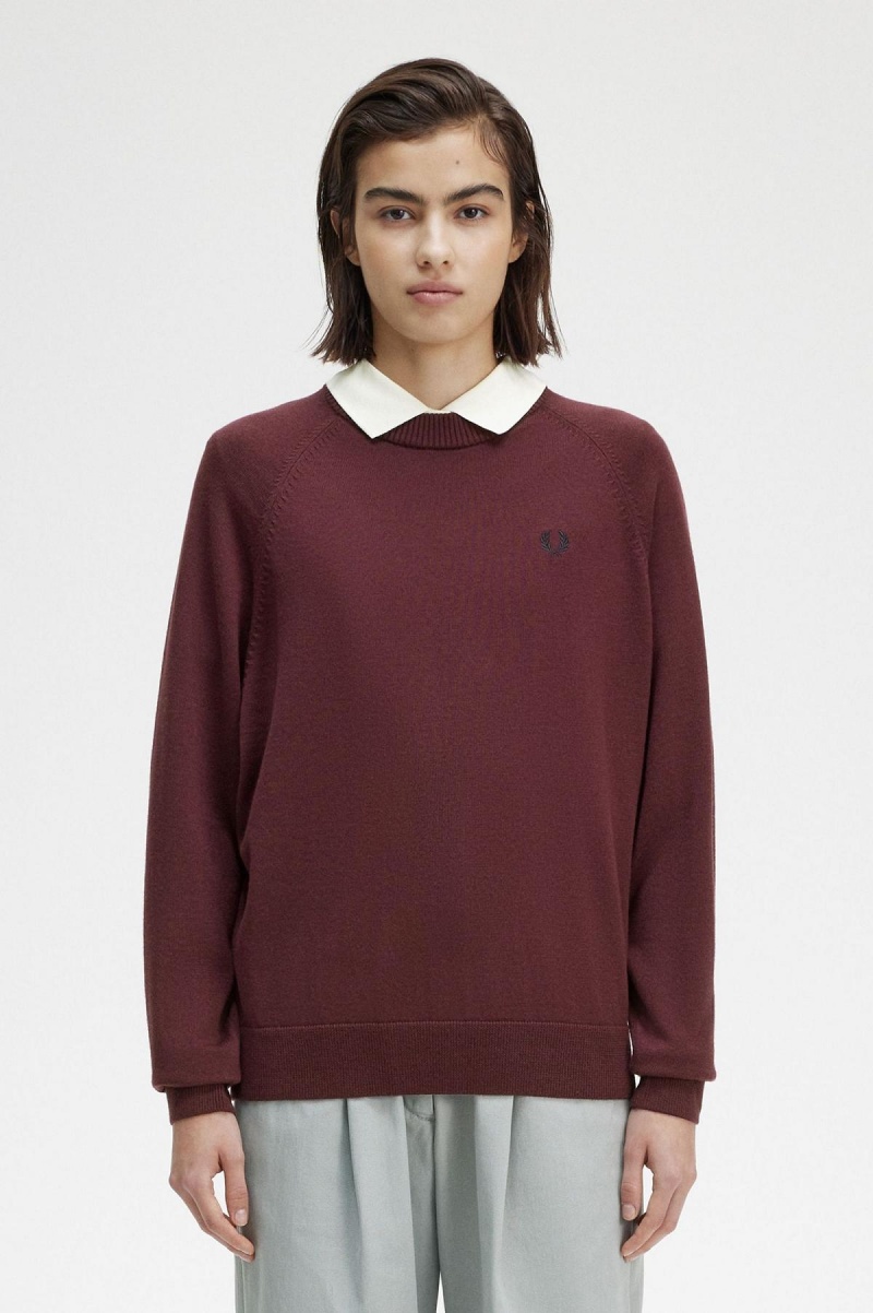 Prendas De Punto Fred Perry Crew Neck Jumper Mujer Oxblood | CLICD23461