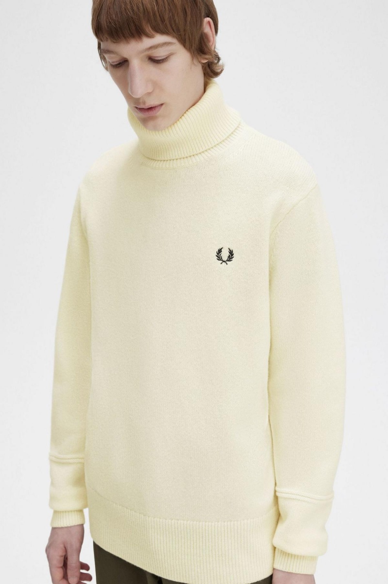 Prendas De Punto Fred Perry De Punto Roll Neck Jumper Hombre Ecru | CLEAH90631