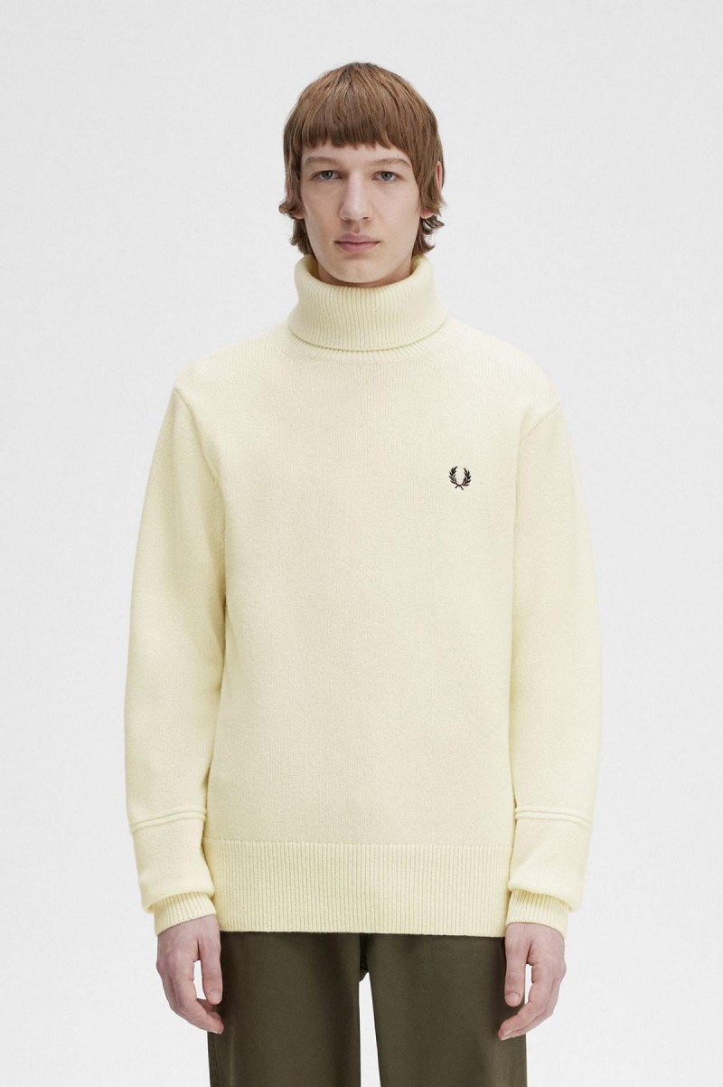 Prendas De Punto Fred Perry De Punto Roll Neck Jumper Hombre Ecru | CLEAH90631