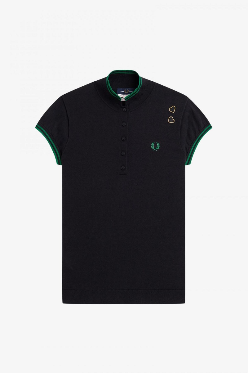 Prendas De Punto Fred Perry De Punto Shirt Mujer Negras | SCLNY78458