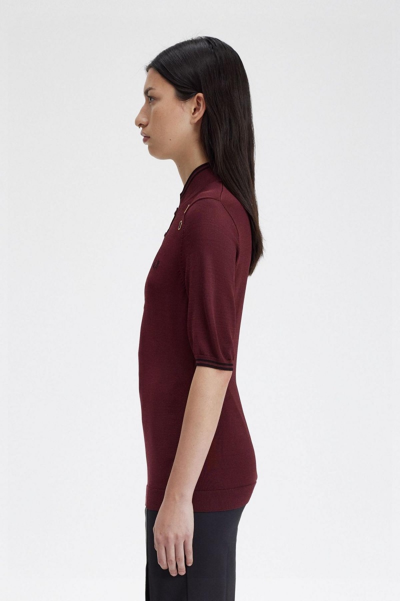 Prendas De Punto Fred Perry De Punto Shirt Mujer Oxblood | MCLFT25451