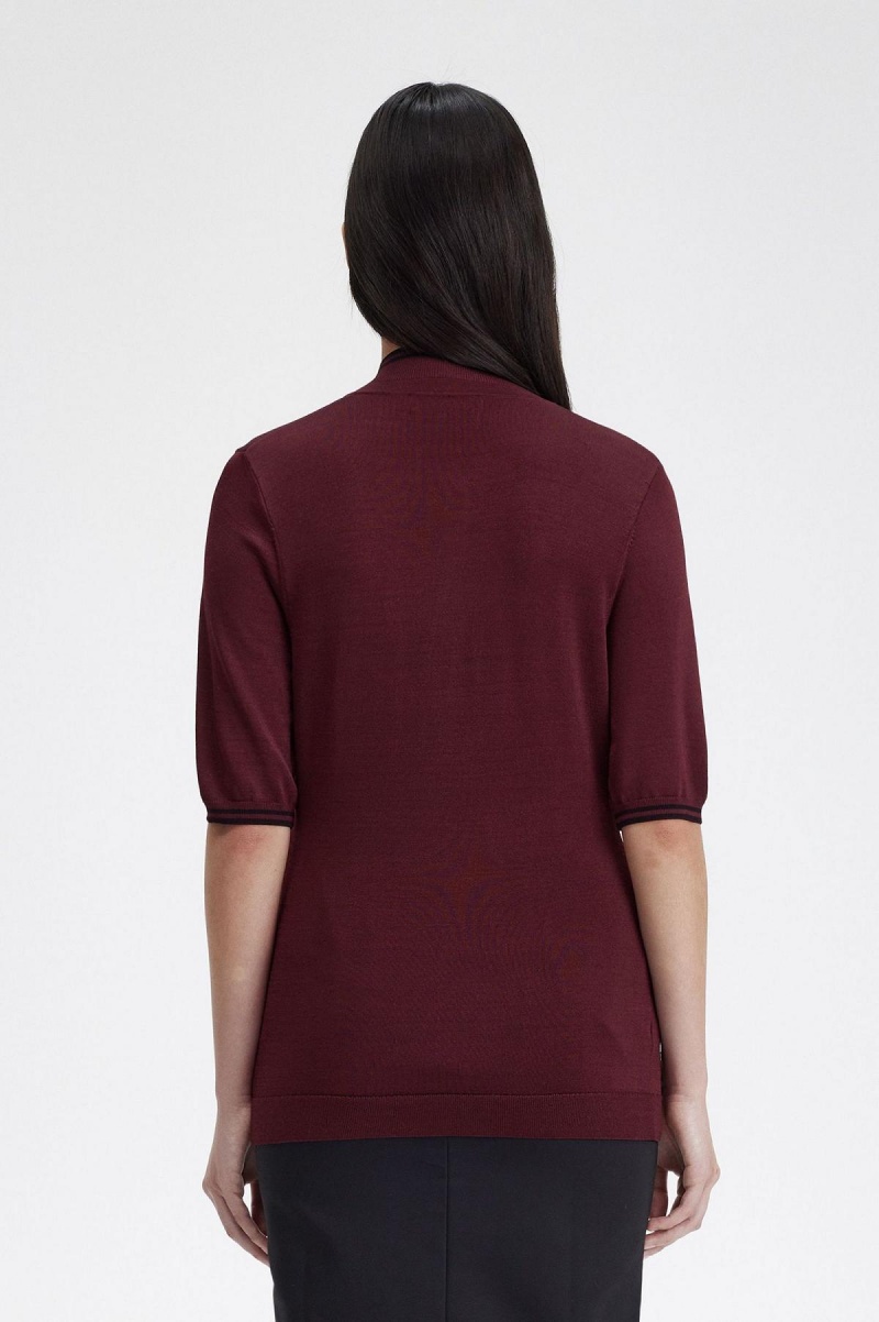 Prendas De Punto Fred Perry De Punto Shirt Mujer Oxblood | MCLFT25451