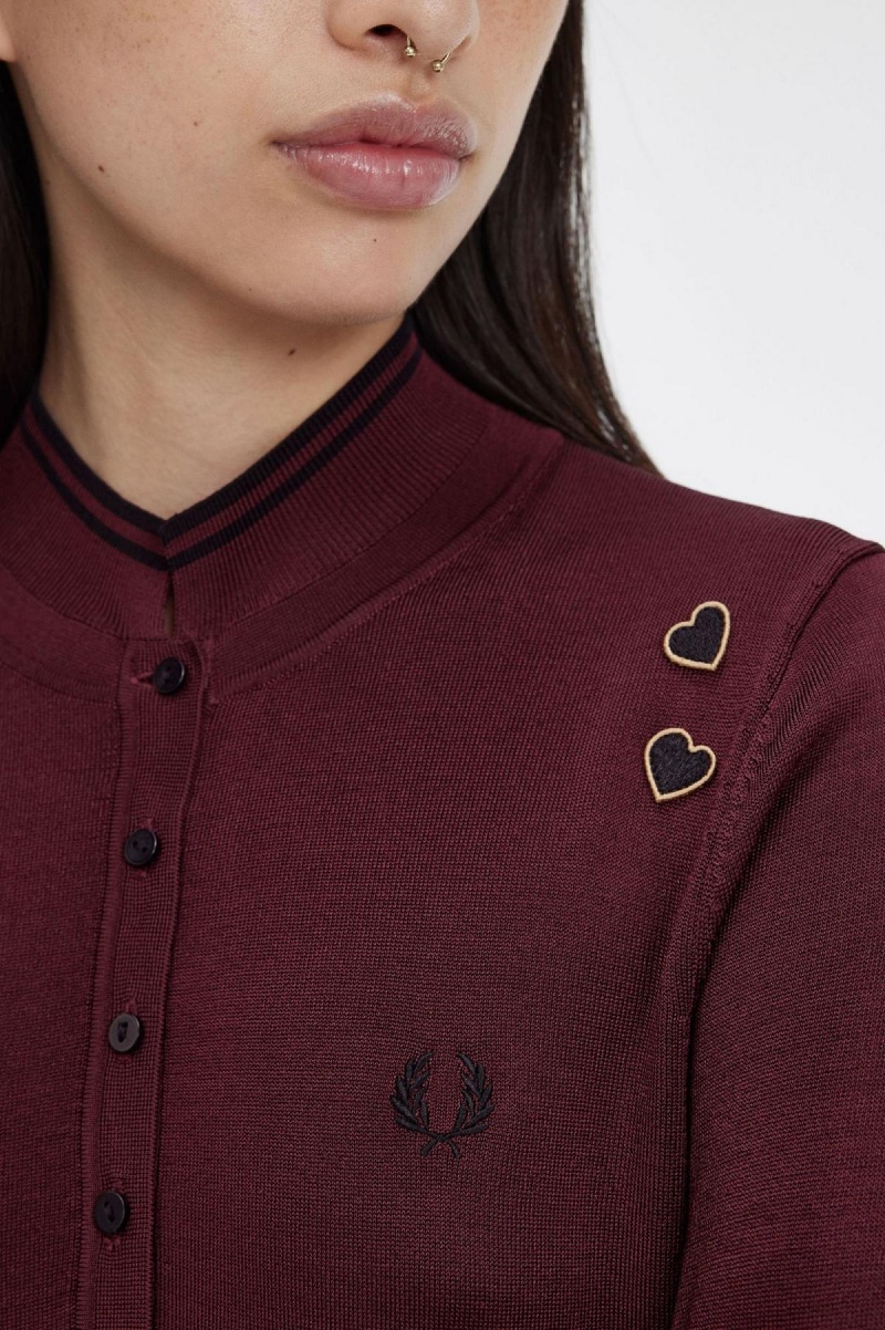 Prendas De Punto Fred Perry De Punto Shirt Mujer Oxblood | MCLFT25451