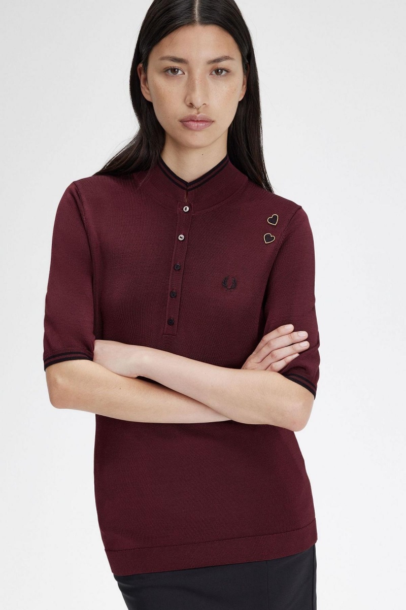 Prendas De Punto Fred Perry De Punto Shirt Mujer Oxblood | MCLFT25451