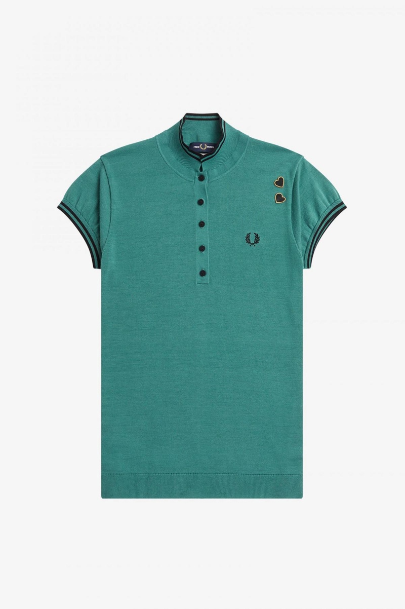 Prendas De Punto Fred Perry De Punto Shirt Mujer Verde Menta Oscuro | ZCLNQ54372