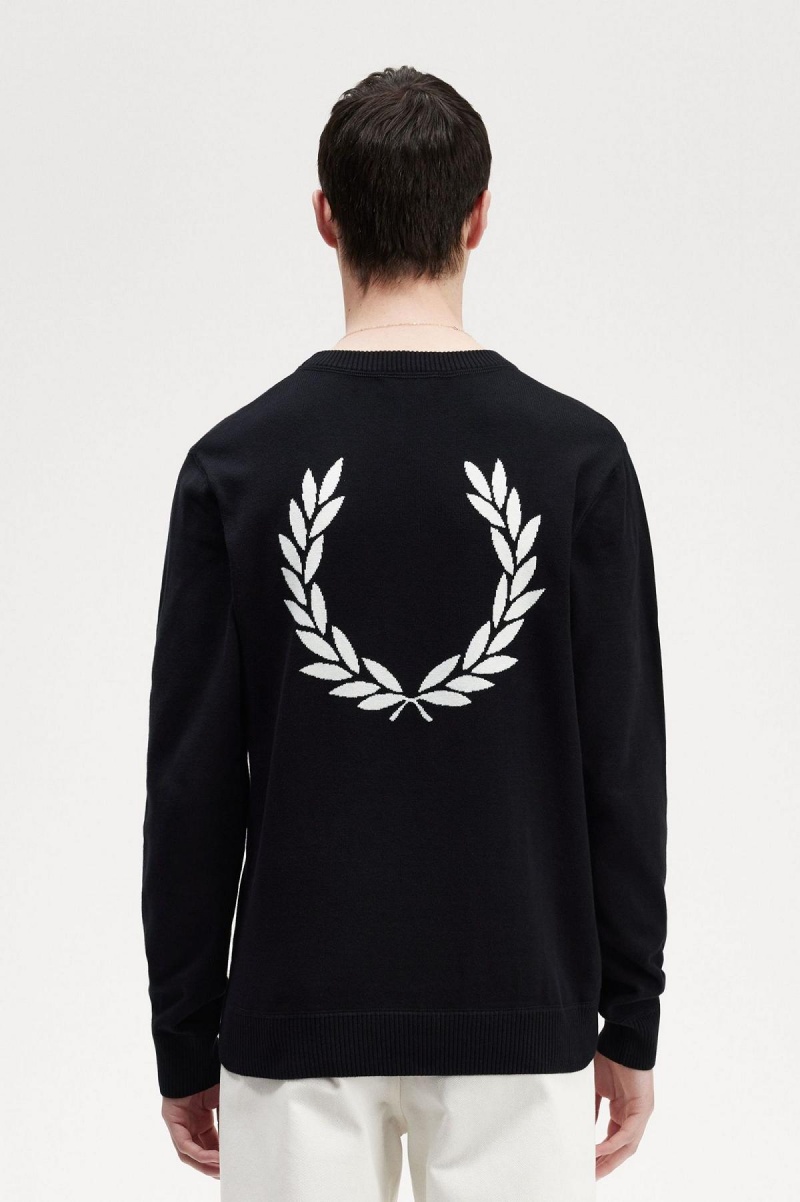 Prendas De Punto Fred Perry Estampadas Laurel Wreath Jumper Hombre Negras | ACLDF67815