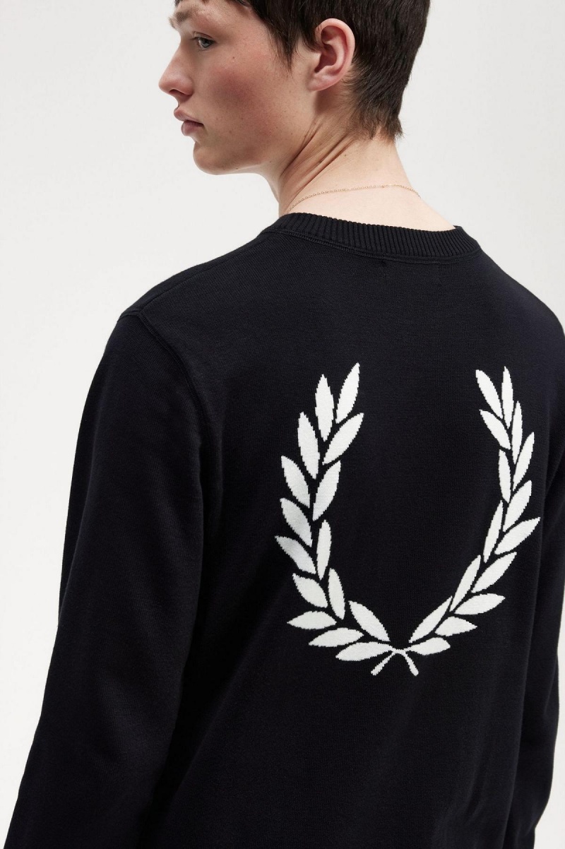 Prendas De Punto Fred Perry Estampadas Laurel Wreath Jumper Hombre Negras | ACLDF67815