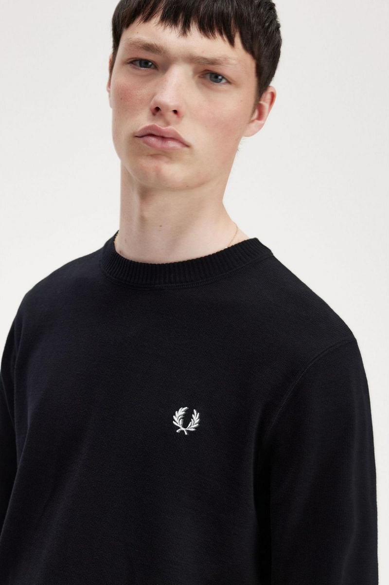 Prendas De Punto Fred Perry Estampadas Laurel Wreath Jumper Hombre Negras | ACLDF67815