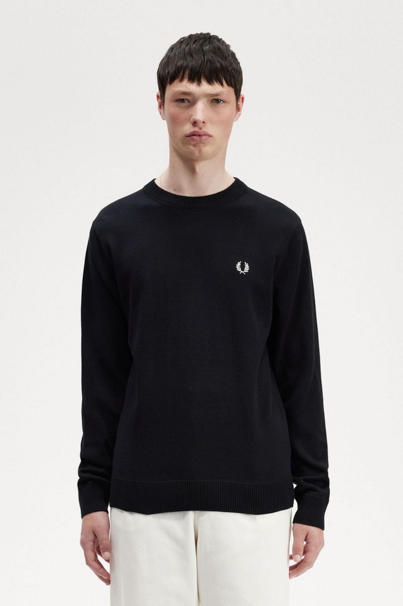 Prendas De Punto Fred Perry Estampadas Laurel Wreath Jumper Hombre Negras | ACLDF67815